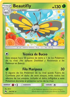 Carta Beautifly de la expansión Truenos Perdidos, número 26/214