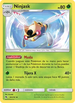 Carta Ninjask de la expansión Truenos Perdidos, número 30/214