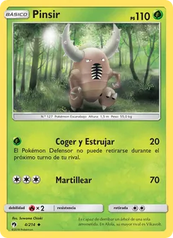 Carta Pinsir de la expansión Truenos Perdidos, número 4/214
