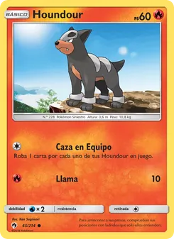 Carta Houndour de la expansión Truenos Perdidos, número 45/214