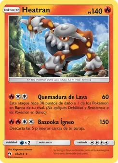 Carta Heatran de la expansión Truenos Perdidos, número 48/214