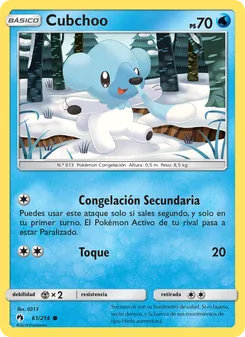 Carta Cubchoo de la expansión Truenos Perdidos, número 61/214