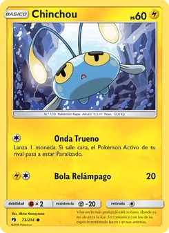 Carta Chinchou de la expansión Truenos Perdidos, número 73/214