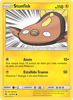 Carta Stunfisk de la expansión Truenos Perdidos, número 83/214