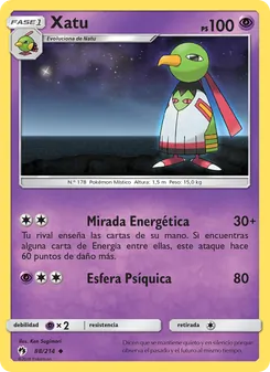 Carta Xatu de la expansión Truenos Perdidos, número 88/214