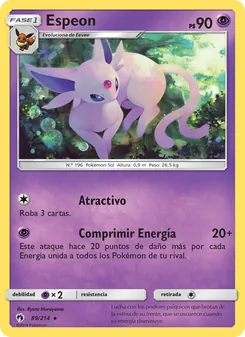 Carta Espeon de la expansión Truenos Perdidos, número 89/214