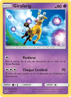 Carta Girafarig de la expansión Truenos Perdidos, número 94/214