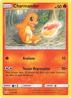 Carta Charmander de la expansión Union de Aliados, número 11/181