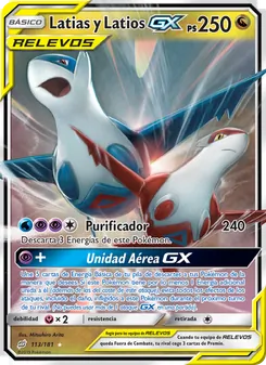 Carta Latias y Latios GX de la expansión Union de Aliados, número 113/181