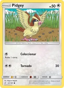 Carta Pidgey de la expansión Union de Aliados, número 121/181