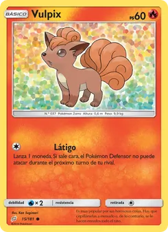 Carta Vulpix de la expansión Union de Aliados, número 15/181