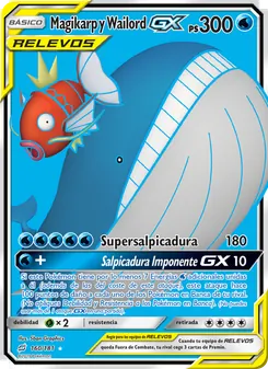 Carta Magikarp y Wailord GX de la expansión Union de Aliados, número 160/181