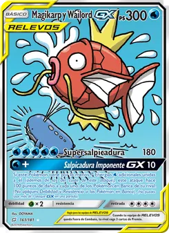 Carta Magikarp y Wailord GX de la expansión Union de Aliados, número 161/181