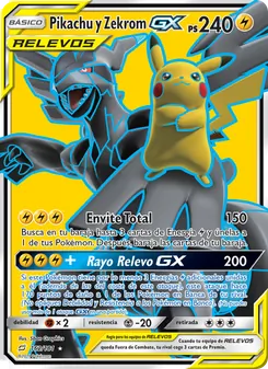 Carta Pikachu y Zekrom GX de la expansión Union de Aliados, número 162/181