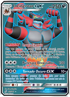 Carta Incineroar GX de la expansión Union de Aliados, número 167/181