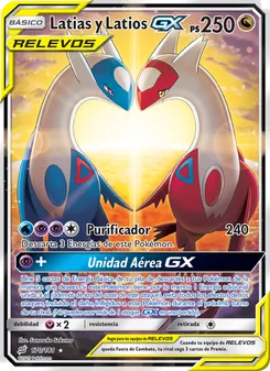 Carta Latias y Latios GX de la expansión Union de Aliados, número 170/181