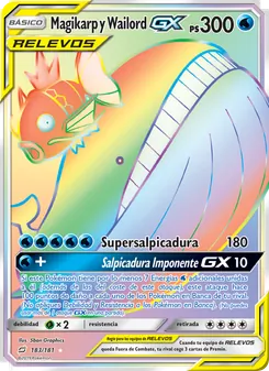 Carta Magikarp y Wailord GX de la expansión Union de Aliados, número 183/181