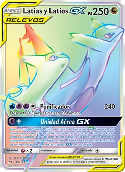 Carta Latias y Latios GX de la expansión Union de Aliados, número 190/181