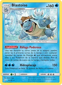 Carta Blastoise de la expansión Union de Aliados, número 25/181
