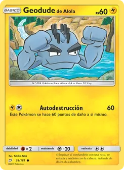 Carta Geodude de Alola de la expansión Union de Aliados, número 34/181