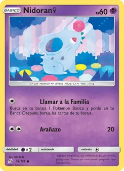 Carta Nidoran♀ de la expansión Union de Aliados, número 54/181
