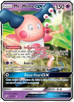 Carta Mr. Mime GX de la expansión Union de Aliados, número 67/181