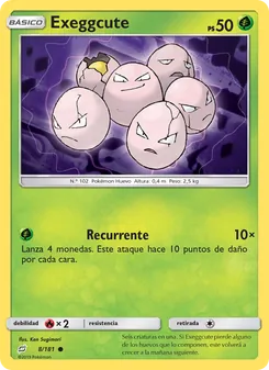 Carta Exeggcute de la expansión Union de Aliados, número 8/181