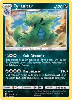 Carta Tyranitar de la expansión Union de Aliados, número 85/181