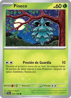 Carta Pineco de la expansión Escarlata y Púrpura, número 001/198