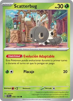 Carta Scatterbug de la expansión Escarlata y Púrpura, número 008/198