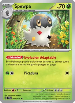 Carta Spewpa de la expansión Escarlata y Púrpura, número 009/198