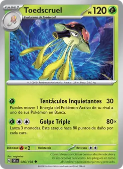 Carta Toedscruel de la expansión Escarlata y Púrpura, número 026/198