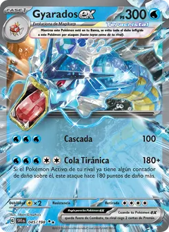 Carta Gyarados ex de la expansión Escarlata y Púrpura, número 045/198