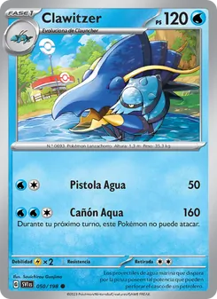 Carta Clawitzer de la expansión Escarlata y Púrpura, número 050/198