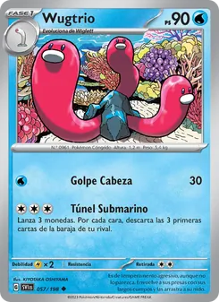 Carta Wugtrio de la expansión Escarlata y Púrpura, número 057/198