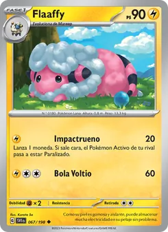 Carta Flaaffy de la expansión Escarlata y Púrpura, número 067/198