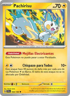 Carta Pachirisu de la expansión Escarlata y Púrpura, número 068/198