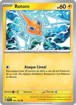 Carta Rotom de la expansión Escarlata y Púrpura, número 069/198