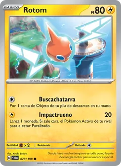 Carta Rotom de la expansión Escarlata y Púrpura, número 070/198