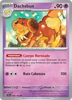 Carta Dachsbun de la expansión Escarlata y Púrpura, número 099/198
