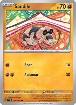 Carta Sandile de la expansión Escarlata y Púrpura, número 115/198