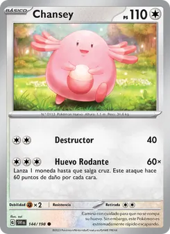 Carta Chansey de la expansión Escarlata y Púrpura, número 144/198