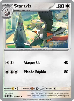 Carta Staravia de la expansión Escarlata y Púrpura, número 149/198