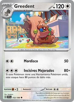 Carta Greedent de la expansión Escarlata y Púrpura, número 152/198