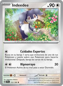 Carta Indeedee de la expansión Escarlata y Púrpura, número 153/198