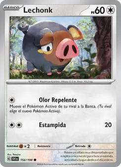 Carta Lechonk de la expansión Escarlata y Púrpura, número 154/198