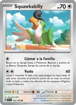 Carta Squawkabilly de la expansión Escarlata y Púrpura, número 162/198
