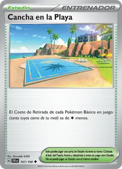 Carta Cancha en la Playa de la expansión Escarlata y Púrpura, número 167/198