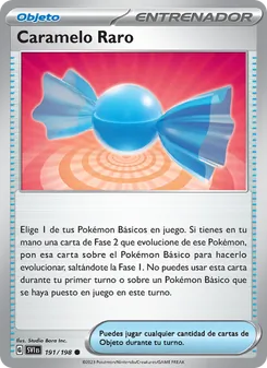 Carta Caramelo Raro de la expansión Escarlata y Púrpura, número 191/198
