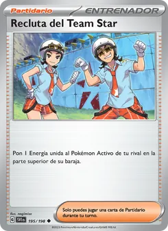 Carta Recluta del Team Star de la expansión Escarlata y Púrpura, número 195/198